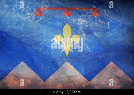 Top view of retroflag department of Alpes de Haute Provence, France with grunge texture. French travel and patriot concept. no flagpole. Plane design, Stock Photo