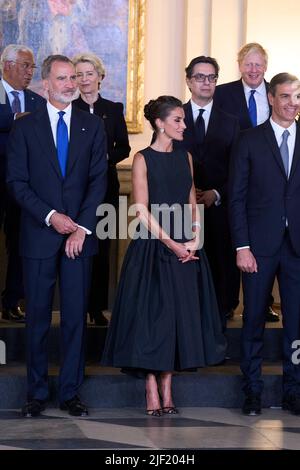 Madrid, Madrid, Spain. 28th June, 2022. King Felipe VI of Spain, Queen Letizia of Spain attend Gala Diner to the Heads of State during the 32nd NATO Summit at Royal Palace on June 28, 2022 in Madrid, Spain (Credit Image: © Jack Abuin/ZUMA Press Wire) Stock Photo