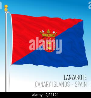 Lanzarote island flag, Canary Islands, Spain, vector illustration Stock Vector