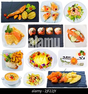 Set of salmon dishes Stock Photo