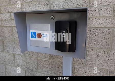 Office door entrance RFID card access security system station. Stock Photo