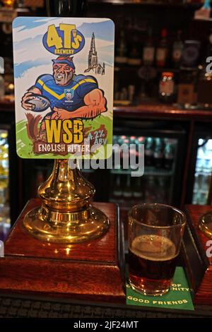 Beer clip on ATVH bar, 4Ts WSB ,English Bitter, from Warrington, Cheshire, England, UK, WA4 4RT Stock Photo