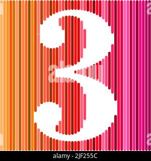 Creative layout. Number three 3rd birthday greeting card on rainbow background. Anniversary concept. top view. Copy space. Stylish colorful figure on Stock Vector