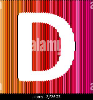 White color English alphabet letters on colorful background, D letter. Stock Vector