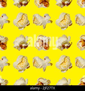 seamless pattern - popcorn. popcorn on a yellow background, pattern Stock Photo