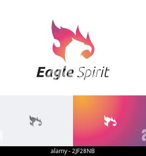 Eagle Spirit Fire Flame Hawk Bird Animal Nature Logo Stock Vector