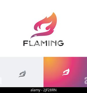 Hot Fire Red Leaf Flaming Simple Business Logo Stock Vector