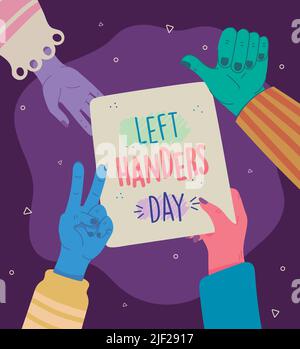 left handers day greeting card Stock Vector