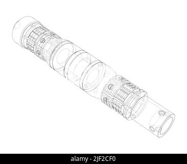 Outline drawing or sketch of cylindrical device Stock Vector