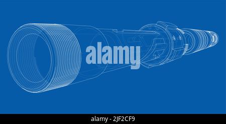 Outline drawing or sketch of cylindrical device Stock Vector