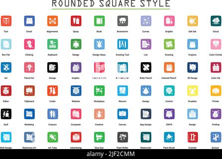 Art & Designing, drawing and web and graphic design icons set. Glyph Flat vector illustration. Stock Vector