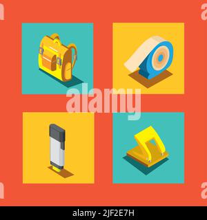 icons collection school supplies Stock Vector