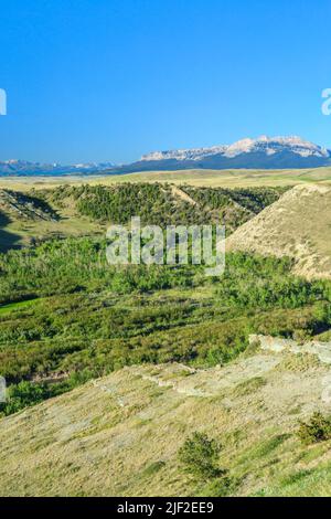 deep creek valley below sawtooth ridge on the rocky mountain front near choteau, montana Stock Photo