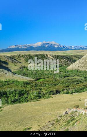 deep creek valley below sawtooth ridge on the rocky mountain front near choteau, montana Stock Photo