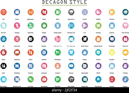 Art & Designing, drawing and web and graphic design icons set. Glyph Flat vector illustration. Stock Vector
