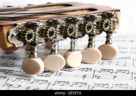 South American Music instrument Charango on a music note Stock Photo