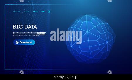 Abstract low poly sphere digital network background. Geometric futuristic blue tecgnology background. Low poly wire frame vector design. Stock Vector
