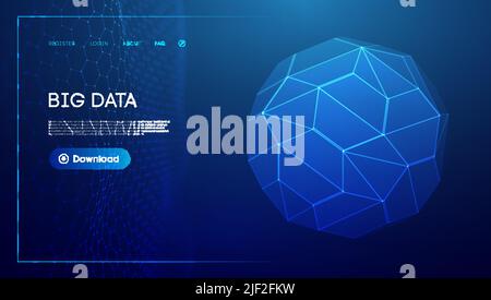 Abstract low poly sphere digital network background. Geometric futuristic blue tecgnology background. Low poly wire frame vector design. Stock Vector