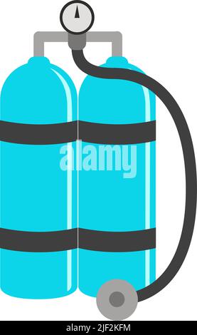 Scuba aqualung in cartoon style. Diving equipment flat design. Stock Vector