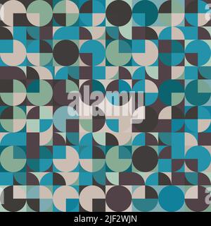 Abstract seamless pattern with circles. Vintage background in cool colours Stock Vector