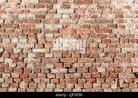 Urban background, texture of an old brick wall damaged and ruined Stock Photo
