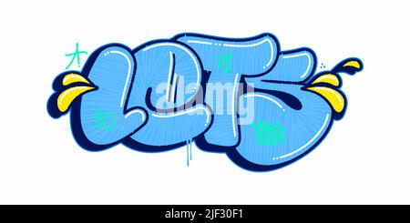 Blue Abstract Urban Graffiti Street Art Word Lets Lettering Vector Illustration Art Stock Vector