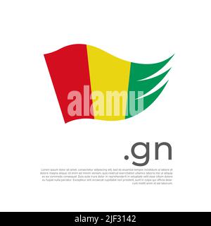 Guinea flag. Vector stylized design national poster on a white background. Guinean flag painted with abstract brush strokes with gn domain, place Stock Vector