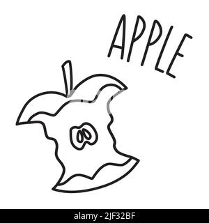 Apple hand drawn with thin line isolated on white background. Vector illustration Stock Vector