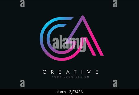Black lines GA g a letters with monogram Logo Design. Creative vector ...