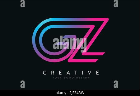 GZ G Z Lines Letter Design with Creative Elegant Zebra Vector ...