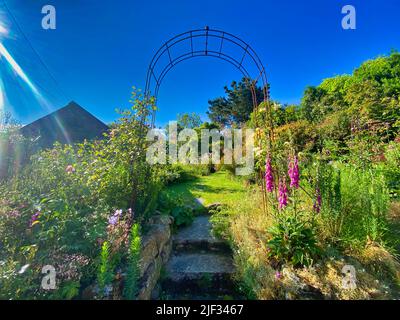 Cottage and garden in Cornwall Stock Photo