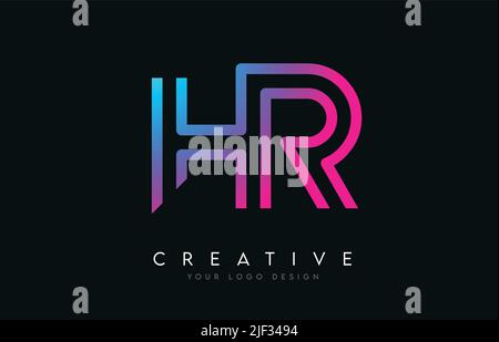 Black lines HR h r letters with monogram Logo Design. Creative vector ...