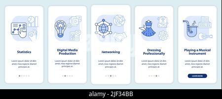 Professional skills light blue onboarding mobile app screen Stock Vector