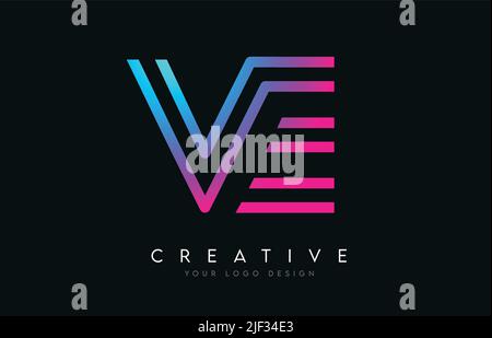 VE V E Lines Letter Design with Creative Elegant Zebra Vector ...