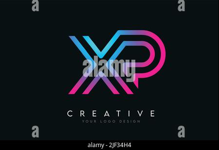 XP X P Lines Letter Design with Creative Elegant Zebra Vector ...