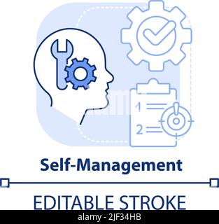 Self management light blue concept icon Stock Vector