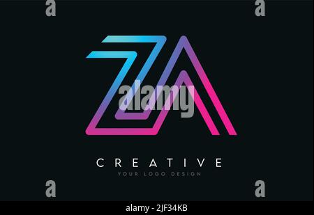ZA Z A Lines Letter Design with Creative Elegant Zebra Vector ...
