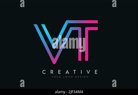 VT V T Lines Letter Design with Creative Elegant Zebra Vector ...