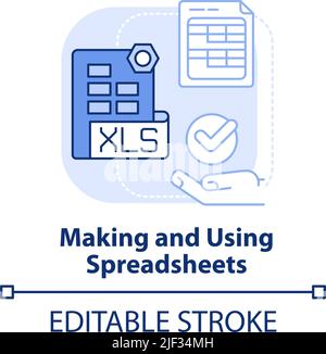 Making and using spreadsheets light blue concept icon Stock Vector