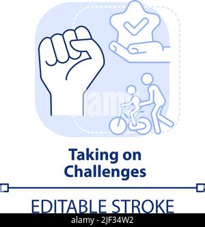Taking on challenges light blue concept icon Stock Vector