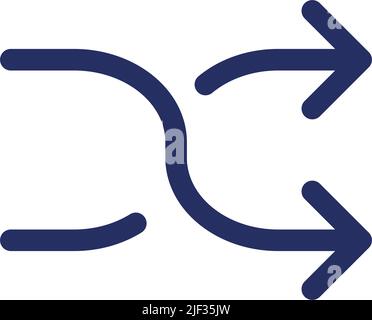Shuffle white black glyph ui icon Stock Vector