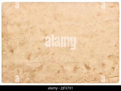 Old paper sheet isolated on white background. Vintage stained cardboard Stock Photo