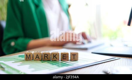 Financial market in charts graphs in analytics Stock Photo
