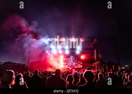 Roskilde, Denmark. 28th, June 2022. The Norwegian duo Soft as Snow performs a live concert during the Danish music festival Roskilde Festival 2022 in Roskilde. (Photo credit: Gonzales Photo - Erling Brodersen). Stock Photo