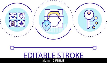 Biometric authentication loop concept icon Stock Vector