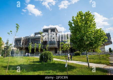 Pristina, Kosovo - June 2022 - National Library of Kosovo in Pristina. The library is one of the most famous landmarks in Pristina, Kosovo Stock Photo