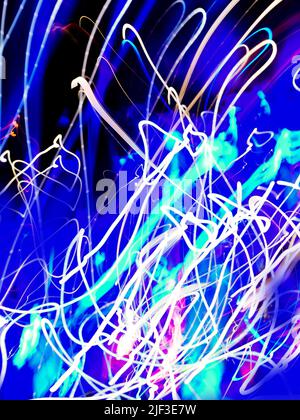 Blurry light painting abstract art texture on a black background. Stock Photo