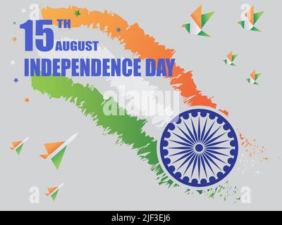 15 th August Indian Independence Day vector illustration background for greeting card and poster. Stock Vector