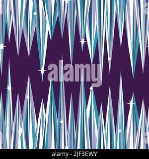 Seamless vector pattern with icicles on purple background. Frozen winter wallpaper design. Decorative amethyst fashion textile. Stock Vector