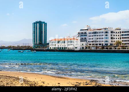 Arrecife cityscape seen from San Gabriel castle, capital city of Lanzarote, Canary Islands, Spain Stock Photo